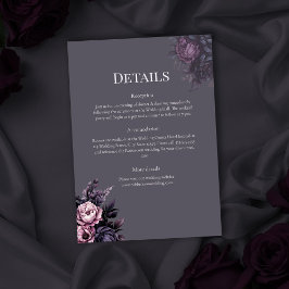 Gothic Plum Floral Hochzeits-Details Karte