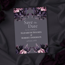 Gothic Plum Floral Save-the-Date-Karte