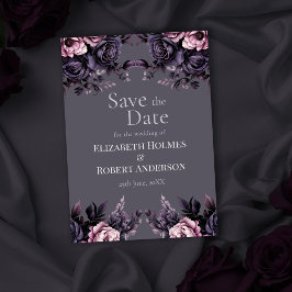 Gothic Plum Floral Save-the-Date-Karte Einladung