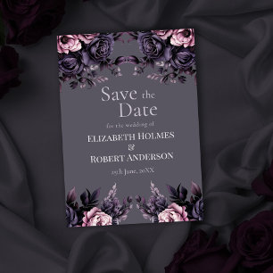 Gothic Plum Floral Save-the-Date-Karte Einladung