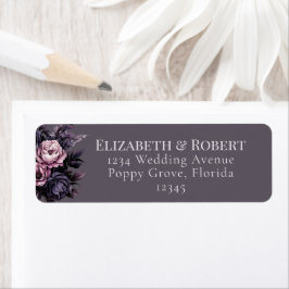 Gothic Plum Floral Wedding Address Labels