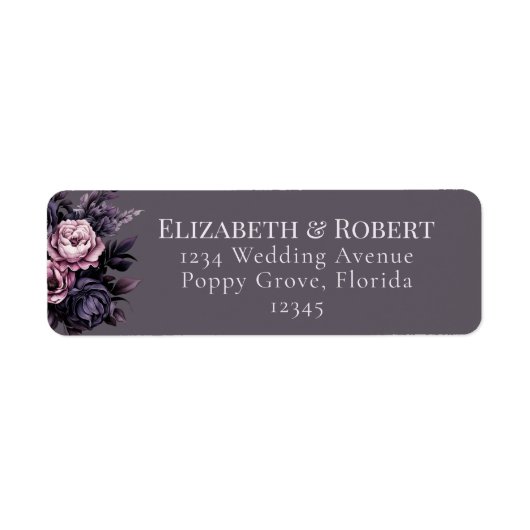 Gothic Plum Floral Wedding Address Labels (Vorne)