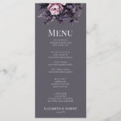 Gothic Plum Floral Wedding Menu Menükarte (Vorderseite)