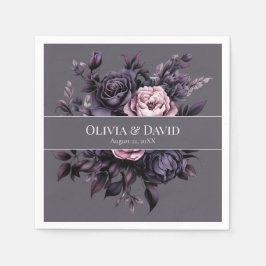 Gothic Plum Floral Wedding Napkins Serviette