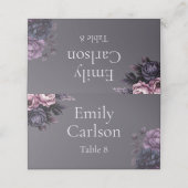 Gothic Plum Floral Wedding Place Card Platzkarte (Außenseite Aufgefaltet)