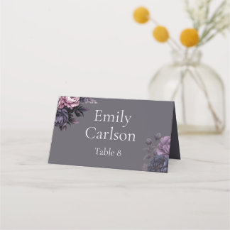 Gothic Plum Floral Wedding Place Card Platzkarte