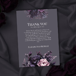 Gothic Plum Floral Wedding Thank You Card Dankeskarte