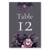 Gothic Plum Florales Hochzeitstischschild Tischnummer (Rückseite)