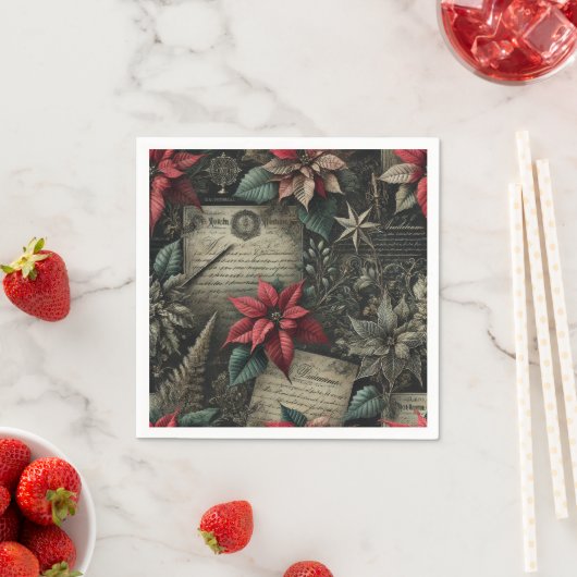 Gothic Poinsettias Vintag Stationery Decoupage Serviette (Beispiel)