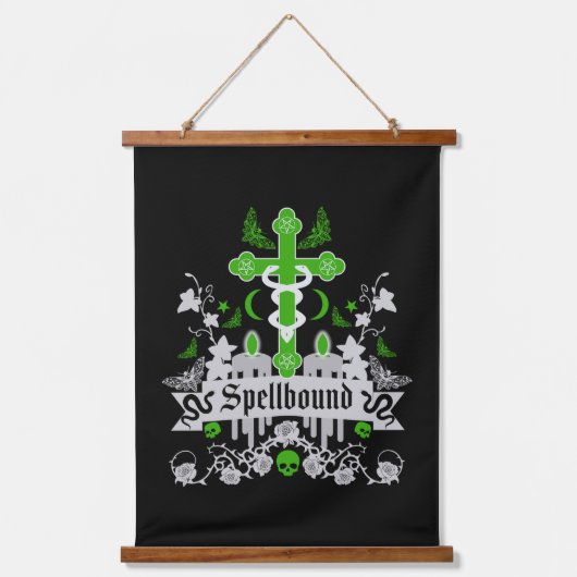 Gothic Post Punk Fashion Zubehör Wandteppich Mit Holzrahmen (Vorderseite)