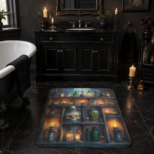 Gothic Potion Flaschen - Dunkle Apotheke Badematte
