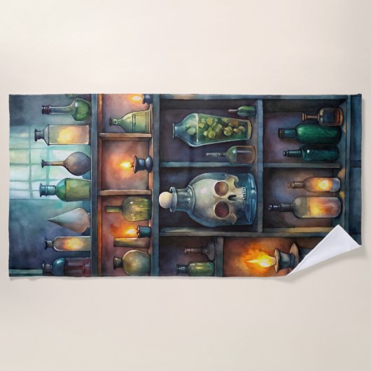 Gothic Potion Flaschen - Dunkle Apotheke Strandtuch (Vorderseite)