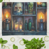 Gothic Potion Flaschen - Dunkle Fantasie Hexe Geschirrtuch (Gefaltet)