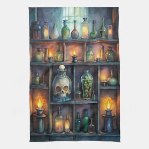Gothic Potion Flaschen - Dunkle Fantasie Hexe Geschirrtuch