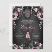 Gothic Princess Halloween Pink Black Quinceanera Einladung (Vorderseite)
