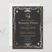 Gothic Probe Dinner Black Gold Einladung (Vorderseite)