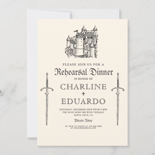 Gothic Probe Dinner Black Silver Einladung (Vorderseite)