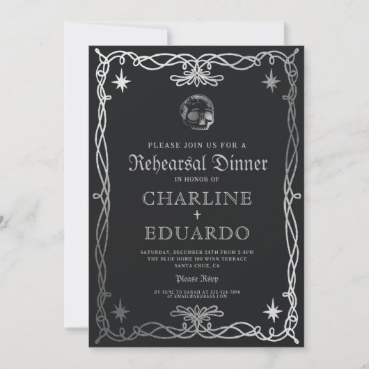 Gothic Probe Dinner Black Silver Einladung (Vorderseite)