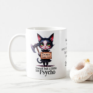 Gothic Psycho Süße Katze mit Axt Kaffeetasse