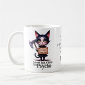 Gothic Psycho Süße Katze mit Axt Kaffeetasse (Links)