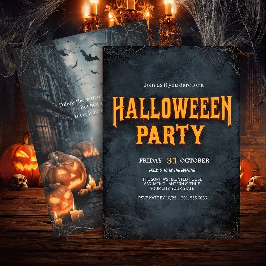 Gothic Pumpkin Street Halloween Einladung