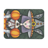GOTHIC PUMPKIN WITCH HALLOWEEN FOLK ART MAGNET (Horizontal)