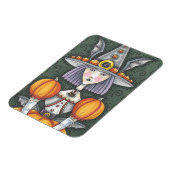 GOTHIC PUMPKIN WITCH HALLOWEEN FOLK ART MAGNET (Linke Seite)