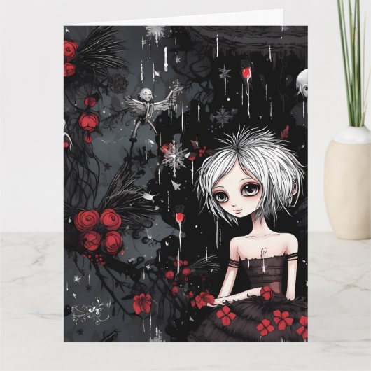 Gothic Punk Alternative Christmas Fairy Karte (Vorderseite)