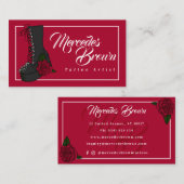 Gothic Punk Boot Rose Red Tattoo Artist Visitenkarte (Vorne/Hinten)