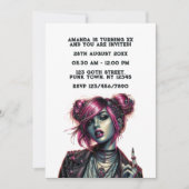 Gothic Punk Girl Birthday Party Einladung (Vorderseite)