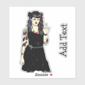 Gothic Punk Girl Drehe den Vogel Aufkleber (Blatt)