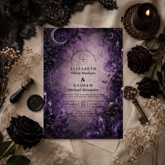 Gothic Purple Goth Hochzeit Einladung