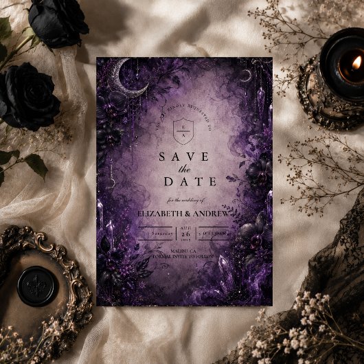 Gothic Purple Goth Hochzeit Save The Date