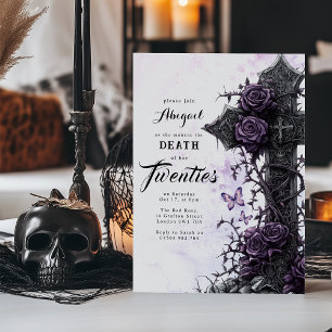 Gothic Purple Rose Tod für deine Zwanziger Einladung