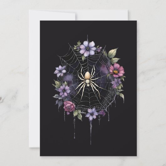 Gothic Purple Spider Floral Web Handfasting Einladung (Rückseite)