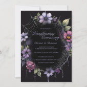 Gothic Purple Spider Floral Web Handfasting Einladung (Vorderseite)