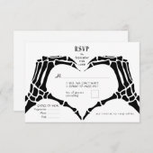 Gothic QR Code Skeleton Hands bis zum Tod Hochzeit RSVP Karte (Vorne/Hinten)