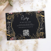 Gothic QR Code Skull Floral Wedding RSVP Karte