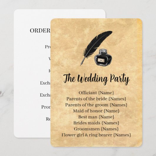 Gothic Quill Hochzeitsprogramm Programm (Vorne/Hinten)