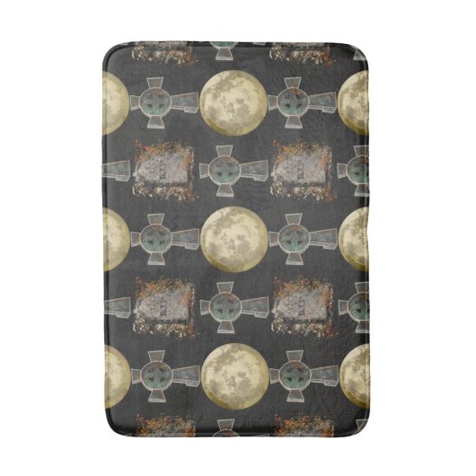 Gothic R.I.P. Headstone Celtic Cross Vollmond Art Badematte (Vorderseite Vertikal)