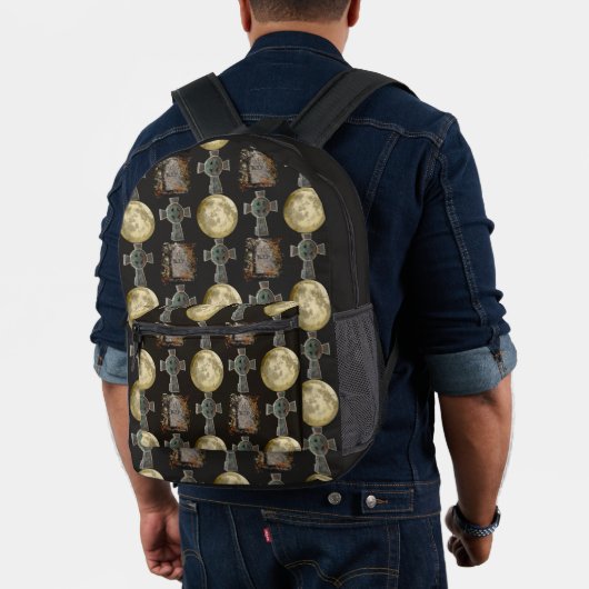 Gothic R.I.P. Headstone Celtic Cross Vollmond Art Bedruckter Rucksack (Insitu (Modell))