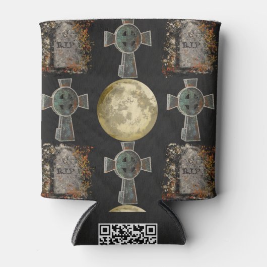 Gothic R.I.P. Headstone Celtic Cross Vollmond Art Dosenkühler (Vorderseite)