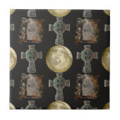Gothic R.I.P. Headstone Celtic Cross Vollmond Art Fliese (Vorderseite)