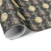 Gothic R.I.P. Headstone Celtic Cross Vollmond Art Geschenkpapier (Rolleneckpunkt)