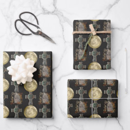 Gothic R.I.P. Headstone Celtic Cross Vollmond Art Geschenkpapier Set