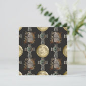 Gothic R.I.P. Headstone Celtic Cross Vollmond Art Karte (Stehend Vorderseite)