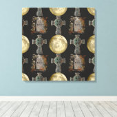Gothic R.I.P. Headstone Celtic Cross Vollmond Art Leinwanddruck (Insitu (Holzboden))