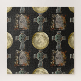 Gothic R.I.P. Headstone Celtic Cross Vollmond Art Puzzle