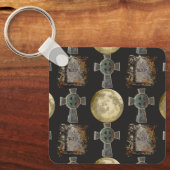 Gothic R.I.P. Headstone Celtic Cross Vollmond Art Schlüsselanhänger (Vorderseite)
