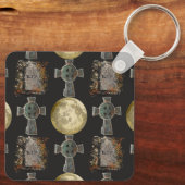 Gothic R.I.P. Headstone Celtic Cross Vollmond Art Schlüsselanhänger (Rückseite)